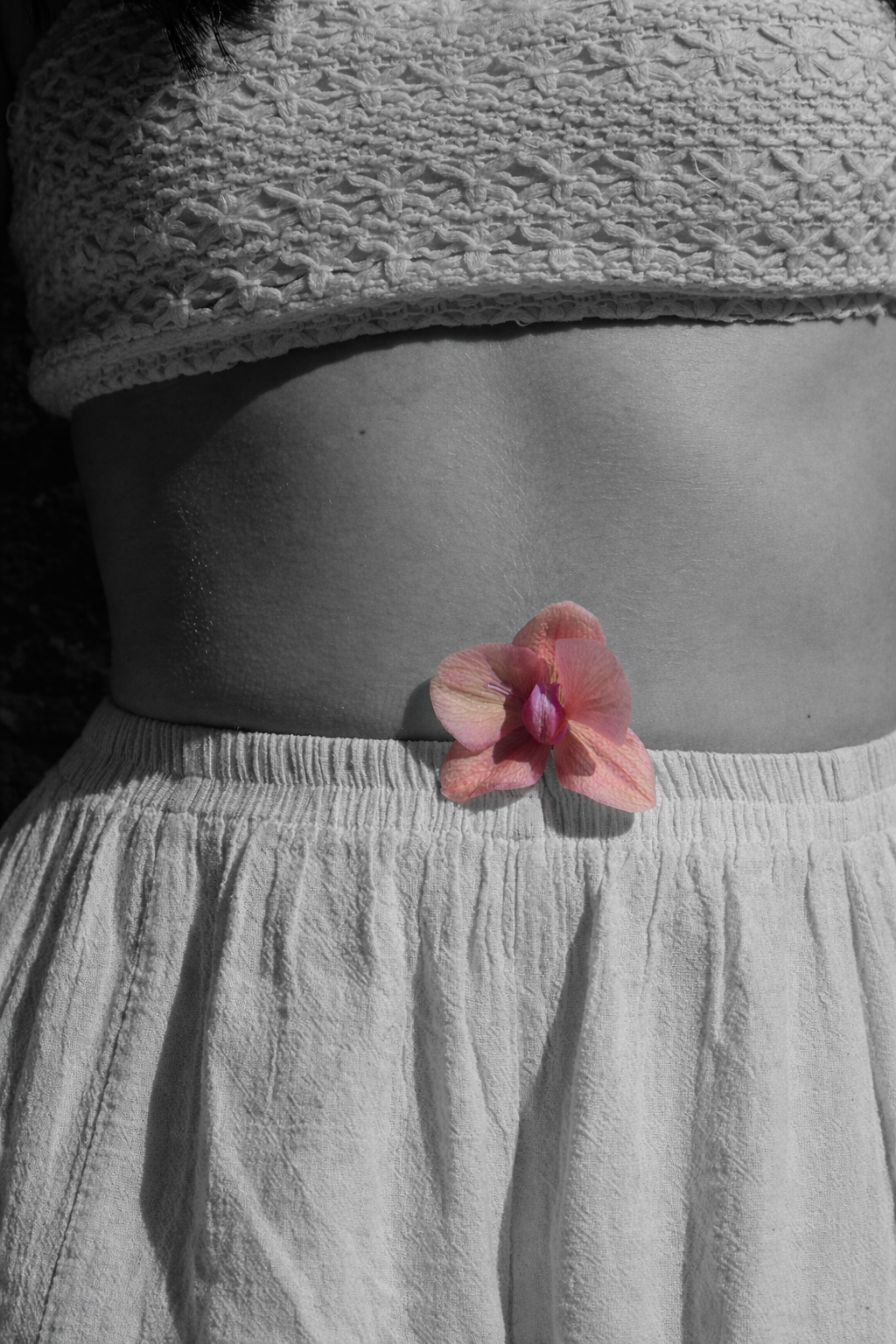 Orquídea rosada sobre el cuerpo